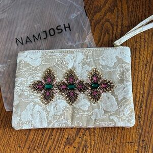 Cream Clutch with Embellished Design